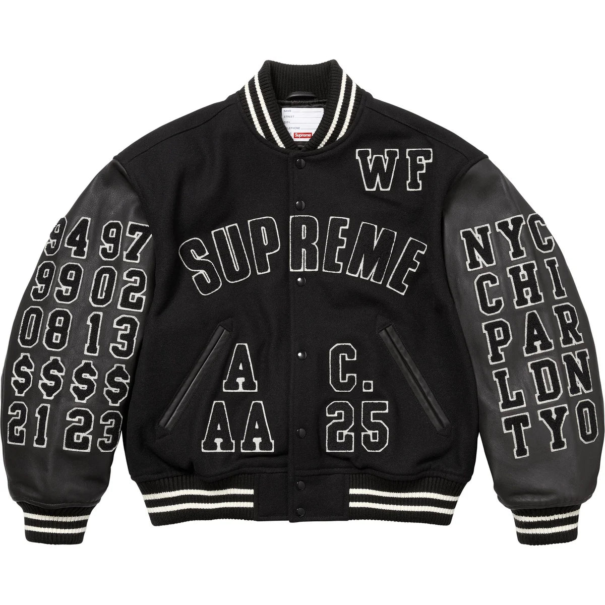 SUPREME PRAISES VARSITY JACKET "BLACK"