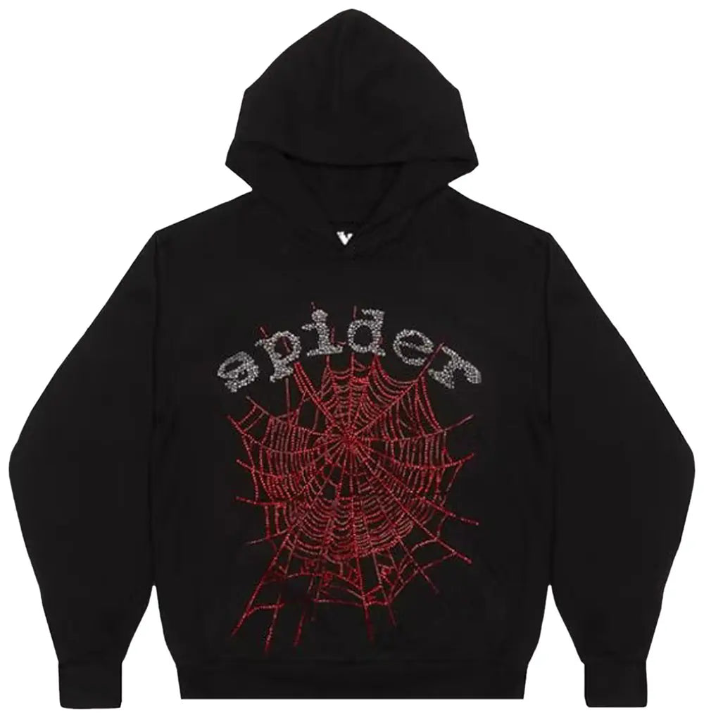 SP5DER OG RHINESTONE HOODIE "BLACK"