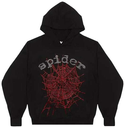 SP5DER OG RHINESTONE HOODIE "BLACK"