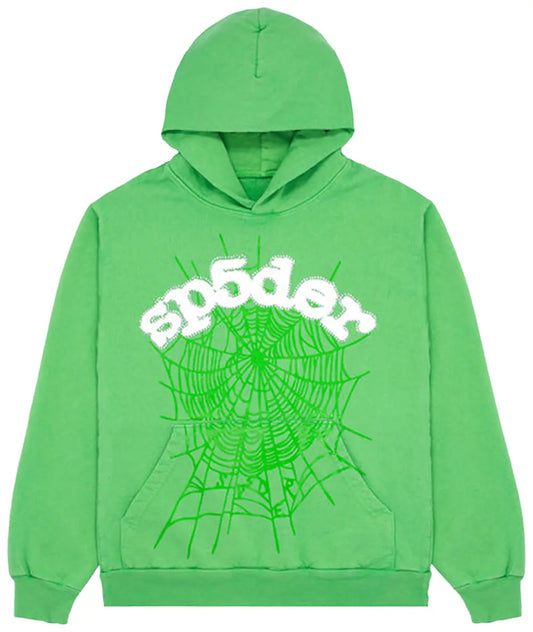 SP5DER HOODIE “Slime Green “With Gems