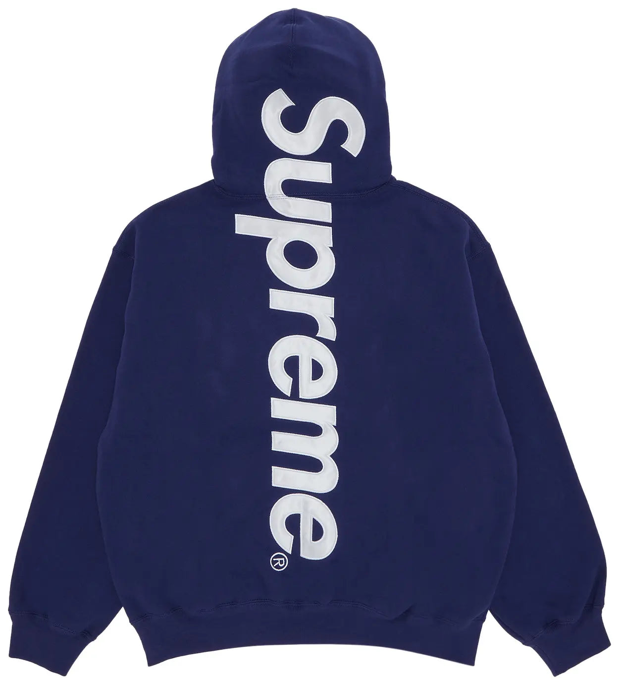 SUPREME SATIN APPLIQUE HOODIE "WASHED NAVY"