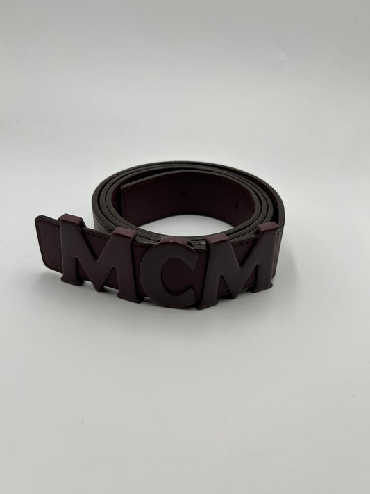 MCM LETTER BELT MAROON