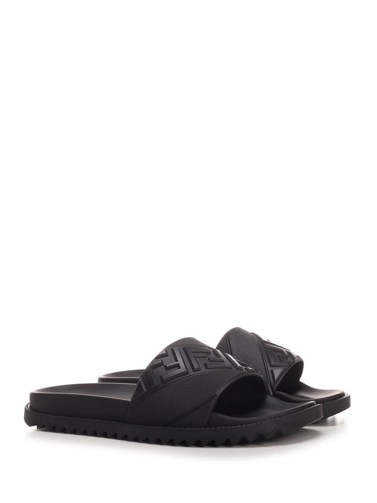 FENDI FF MOTIF EMBOSSED SLIDES