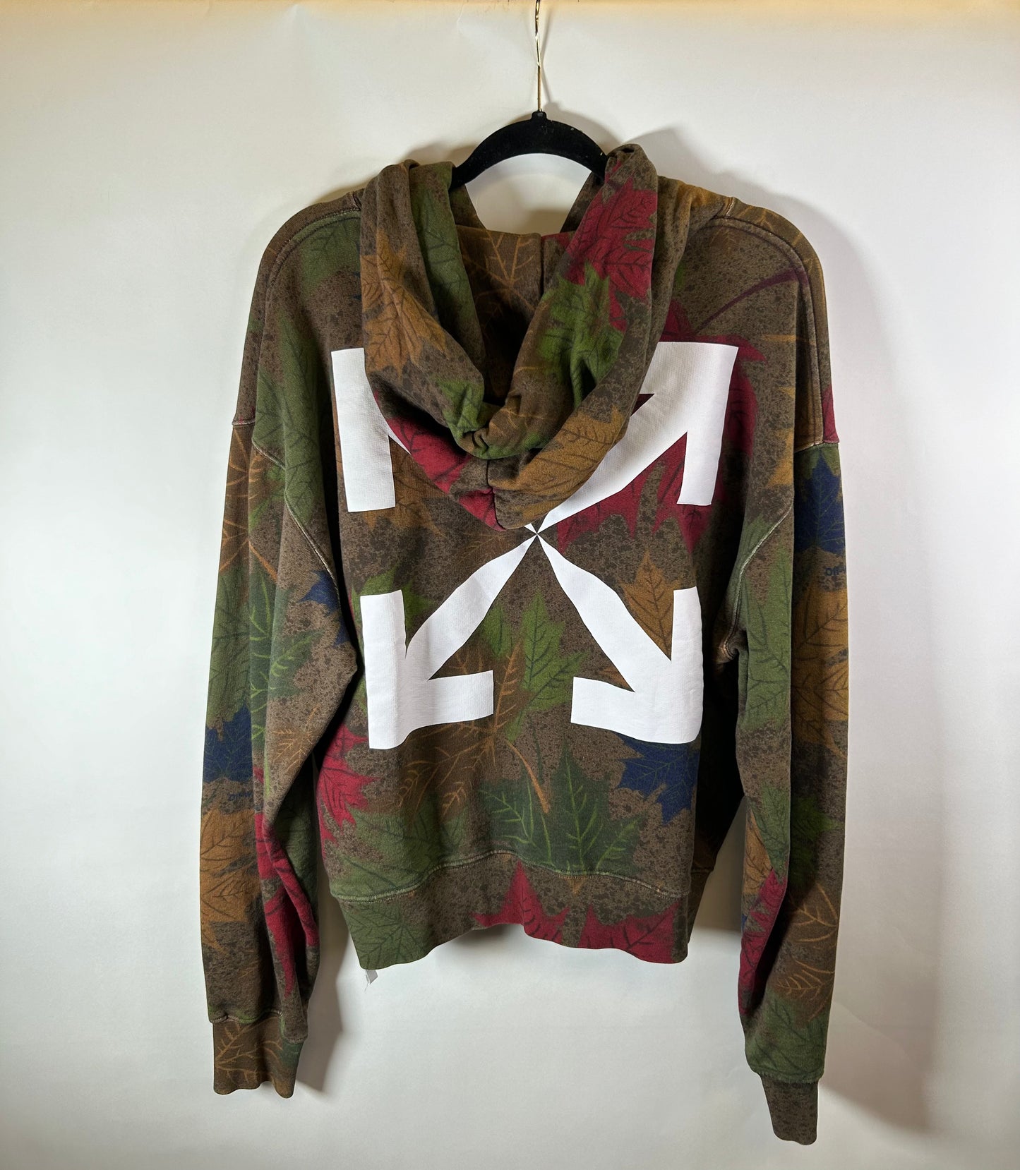 Off White Camo Leaf Print  Hoodie