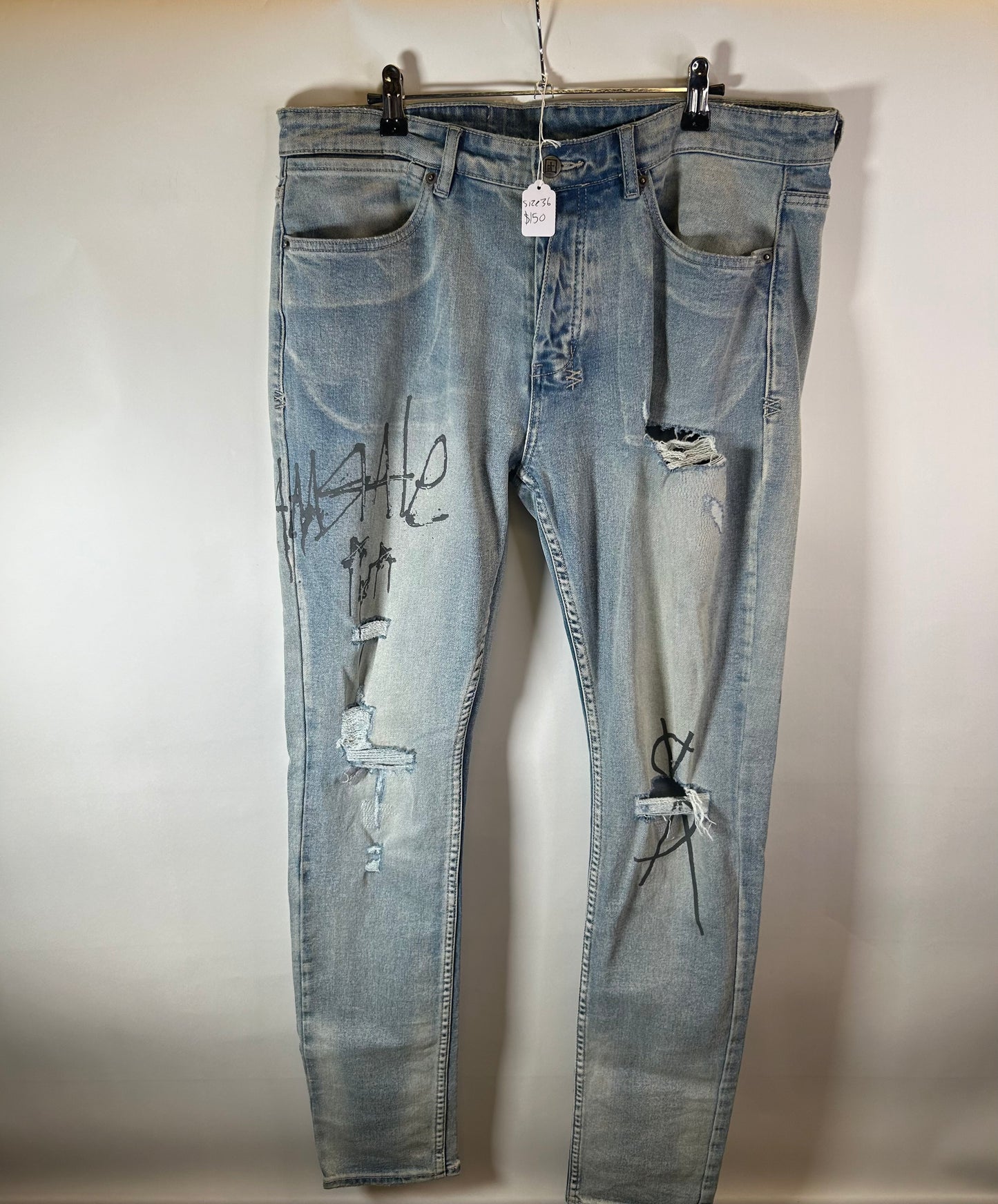 KSUBI Jeans Van Wrinkle Graffiti “Blue”