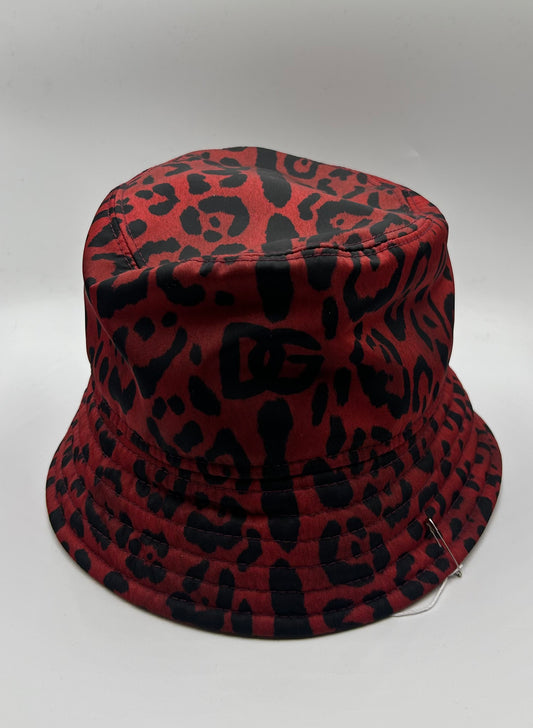 Dolce & Gabbana Red Cheetah Print Bucket Hat