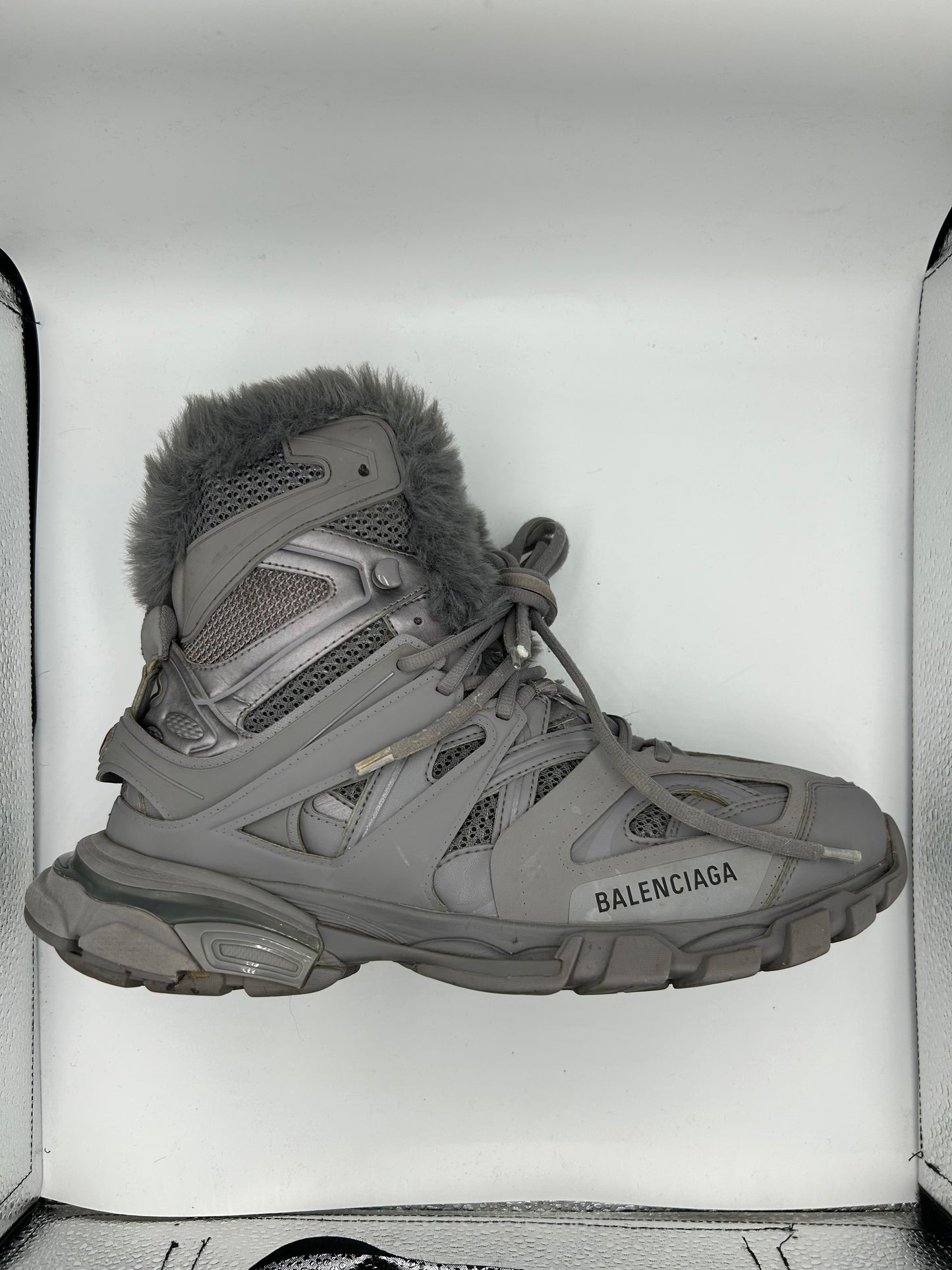 BALENCIAGA TRACK HIKE BOOTS "FAUX FUR GREY"