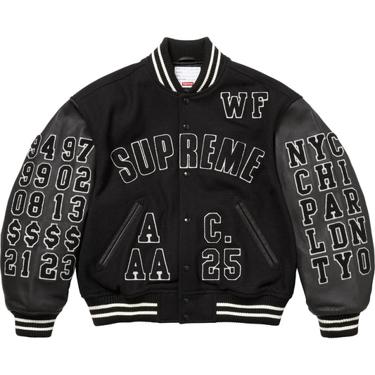 SUPREME PRAISES VARSITY JACKET "BLACK"